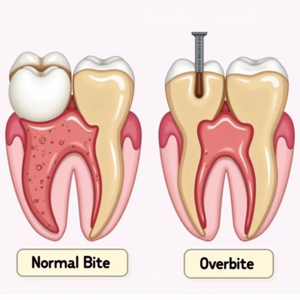 Hình ảnh so sánh trực quan giữa overbite và underbite