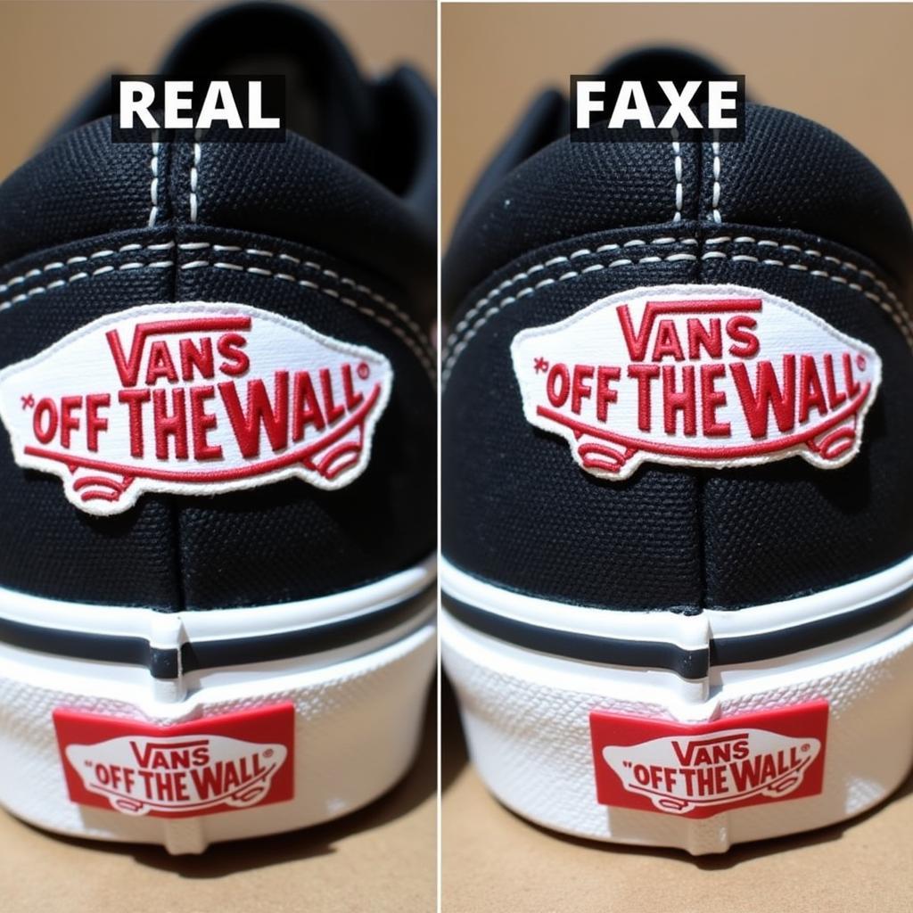 So sánh logo Vans Old Skool fake và real