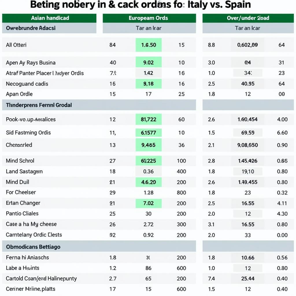 Soi kèo Italia Tây Ban Nha tỷ lệ cược