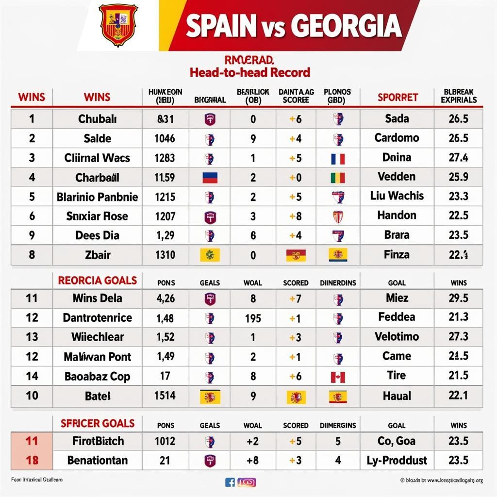 Lịch sử đối đầu Tây Ban Nha vs Georgia