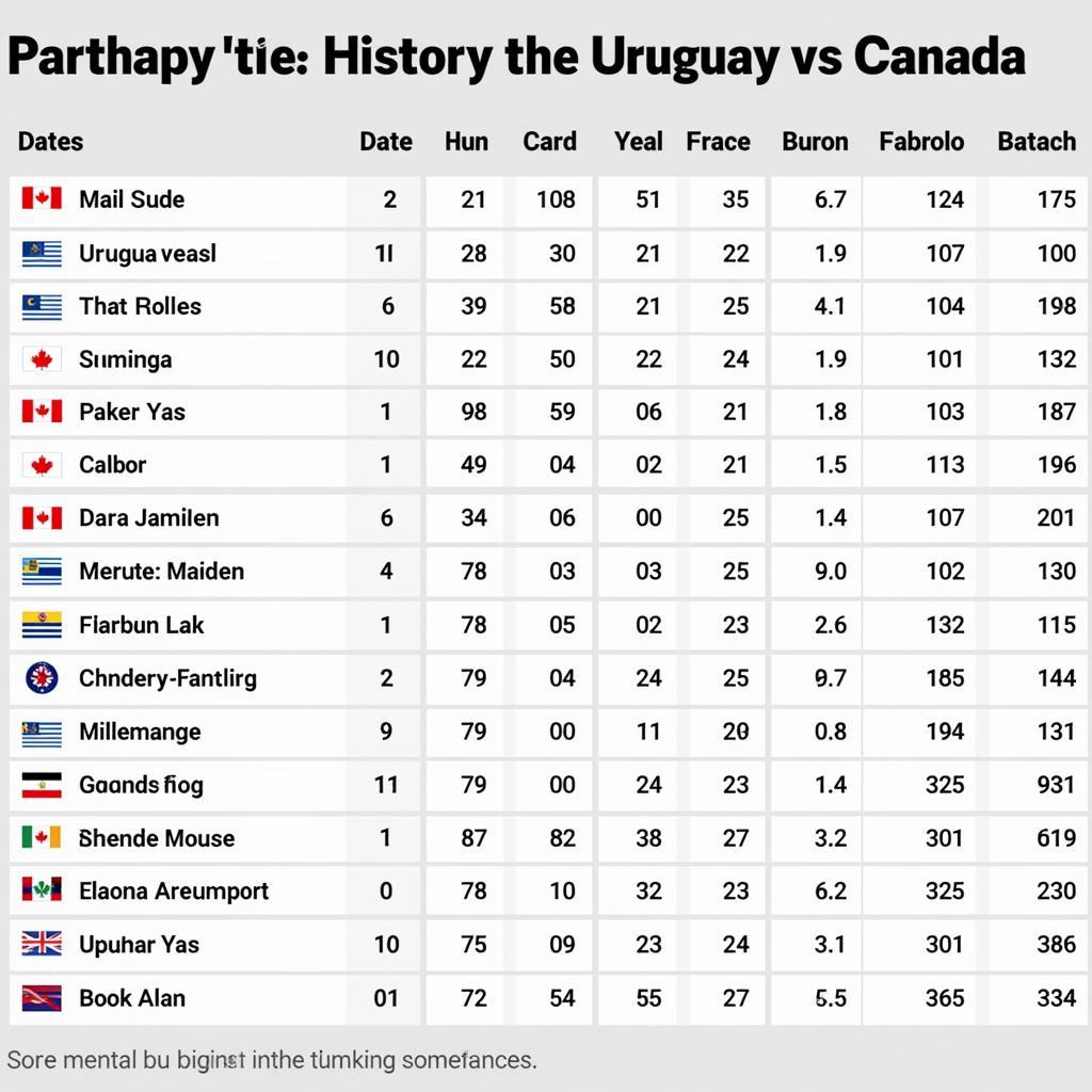 Lịch sử đối đầu giữa Uruguay và Canada