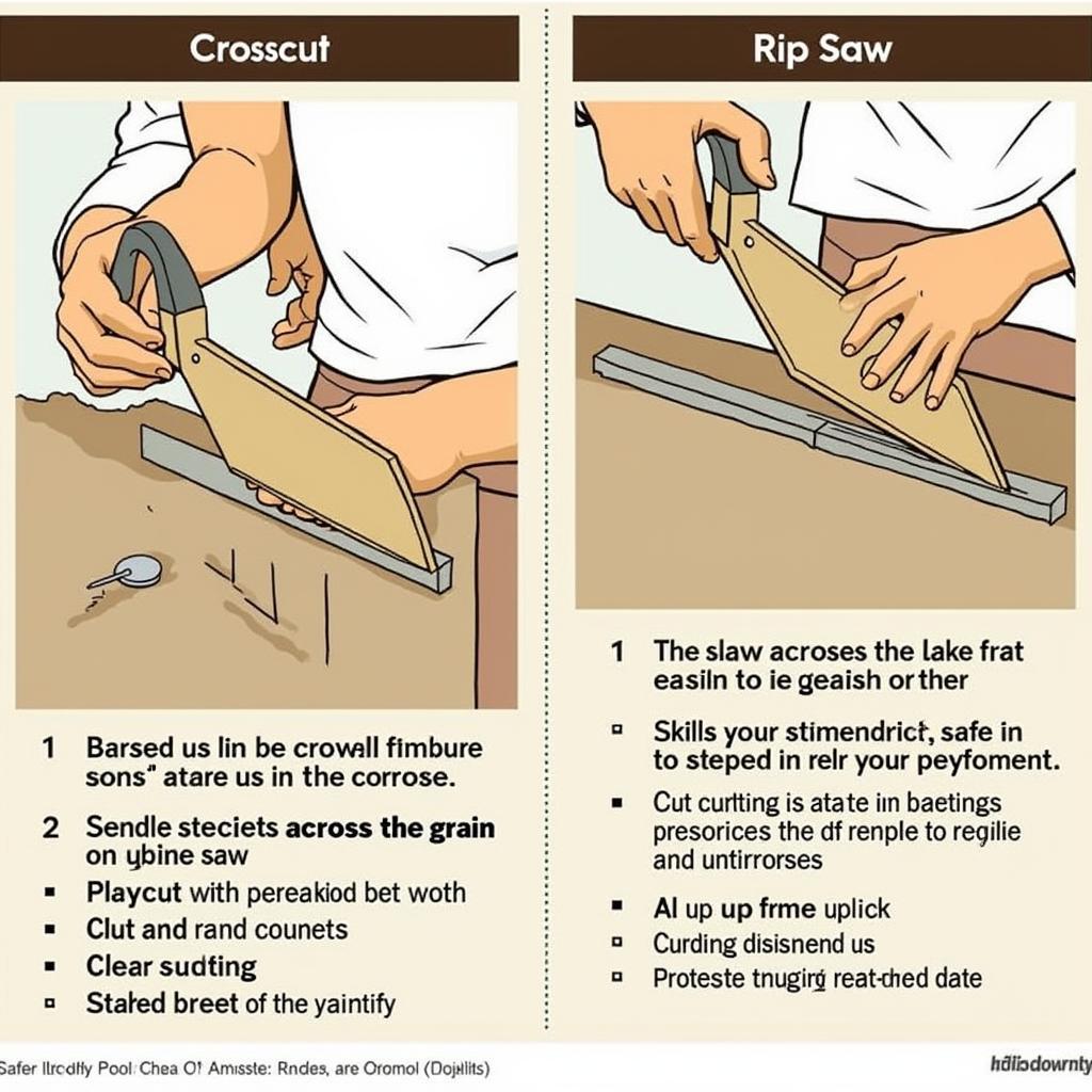 Cách sử dụng crosscut saw và rip saw