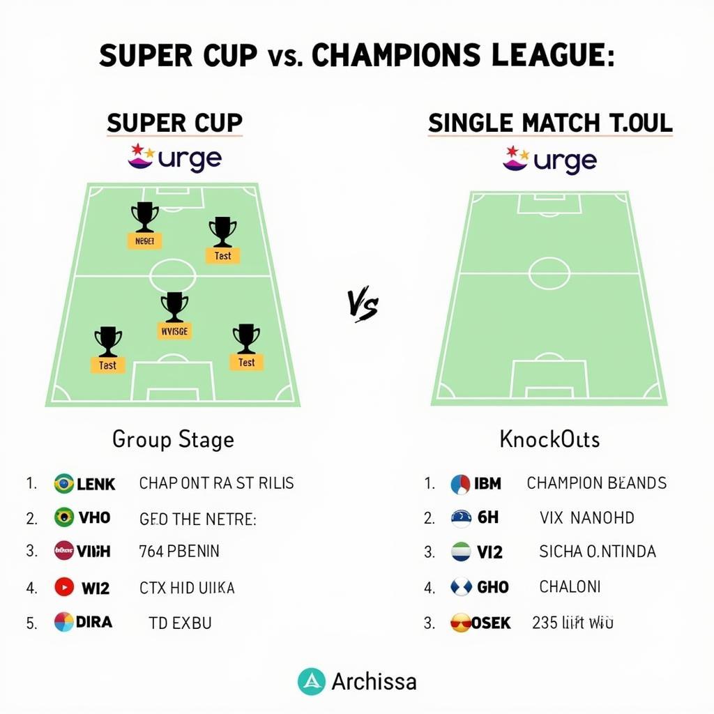 So sánh thể thức thi đấu giữa Super Cup và Champions League