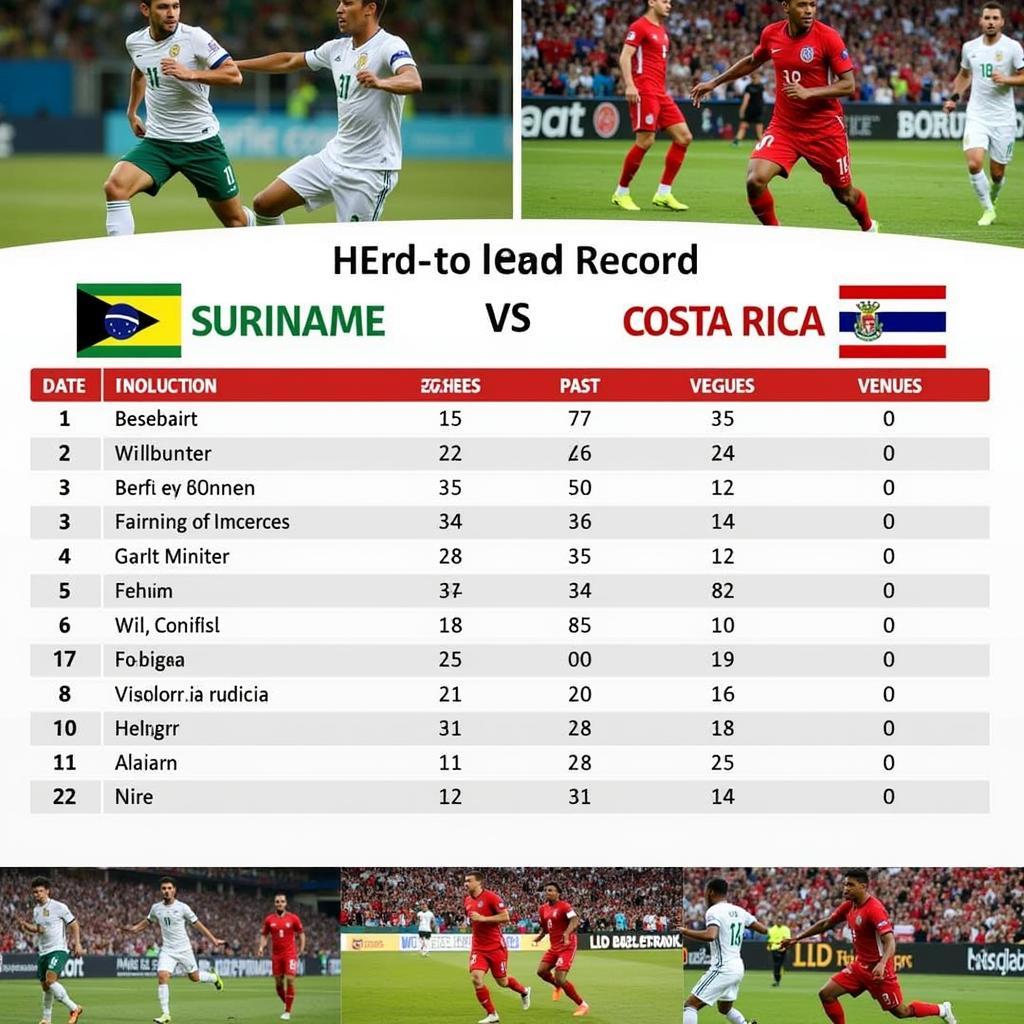 Lịch sử đối đầu Suriname vs Costa Rica