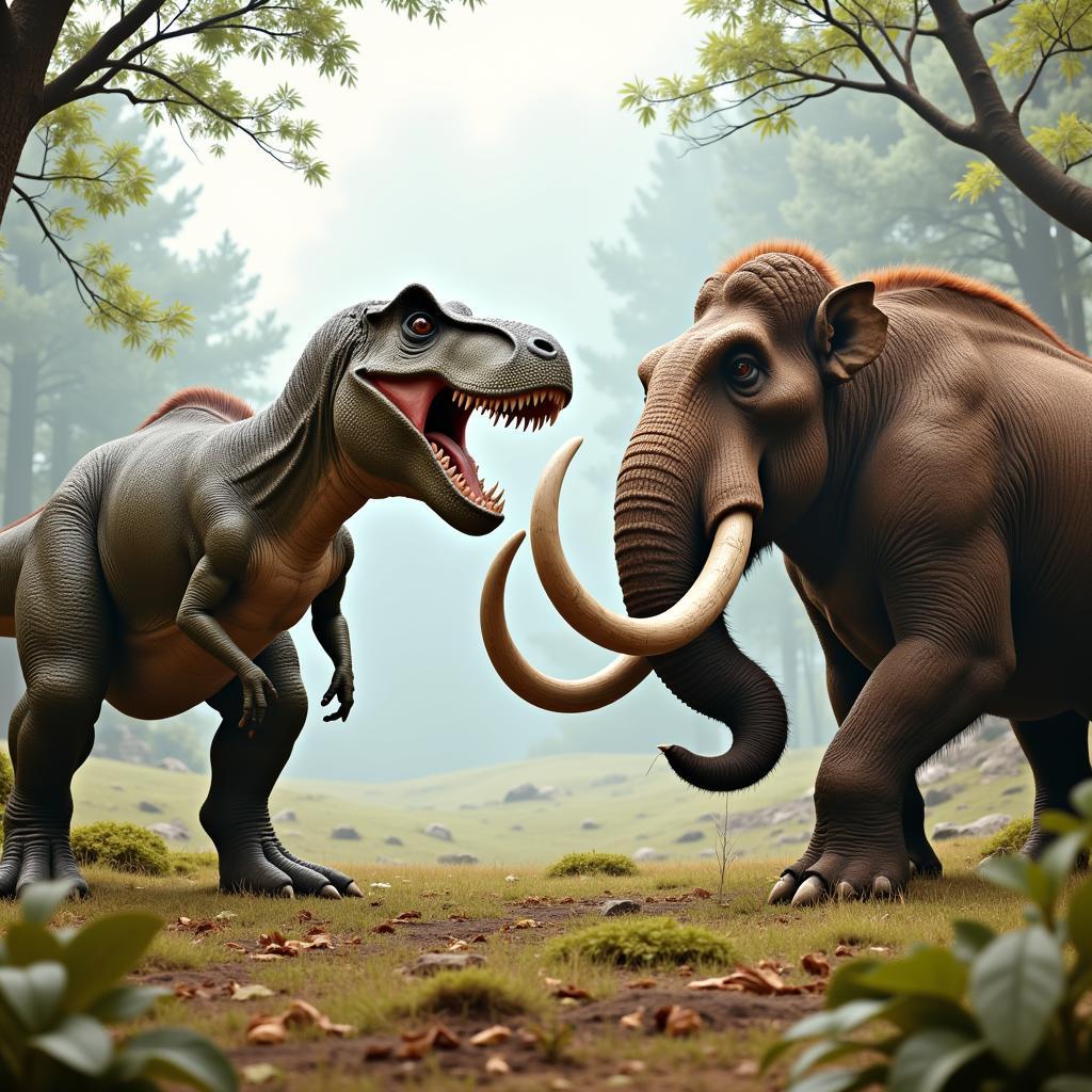 T-Rex và Mammoth đối đầu