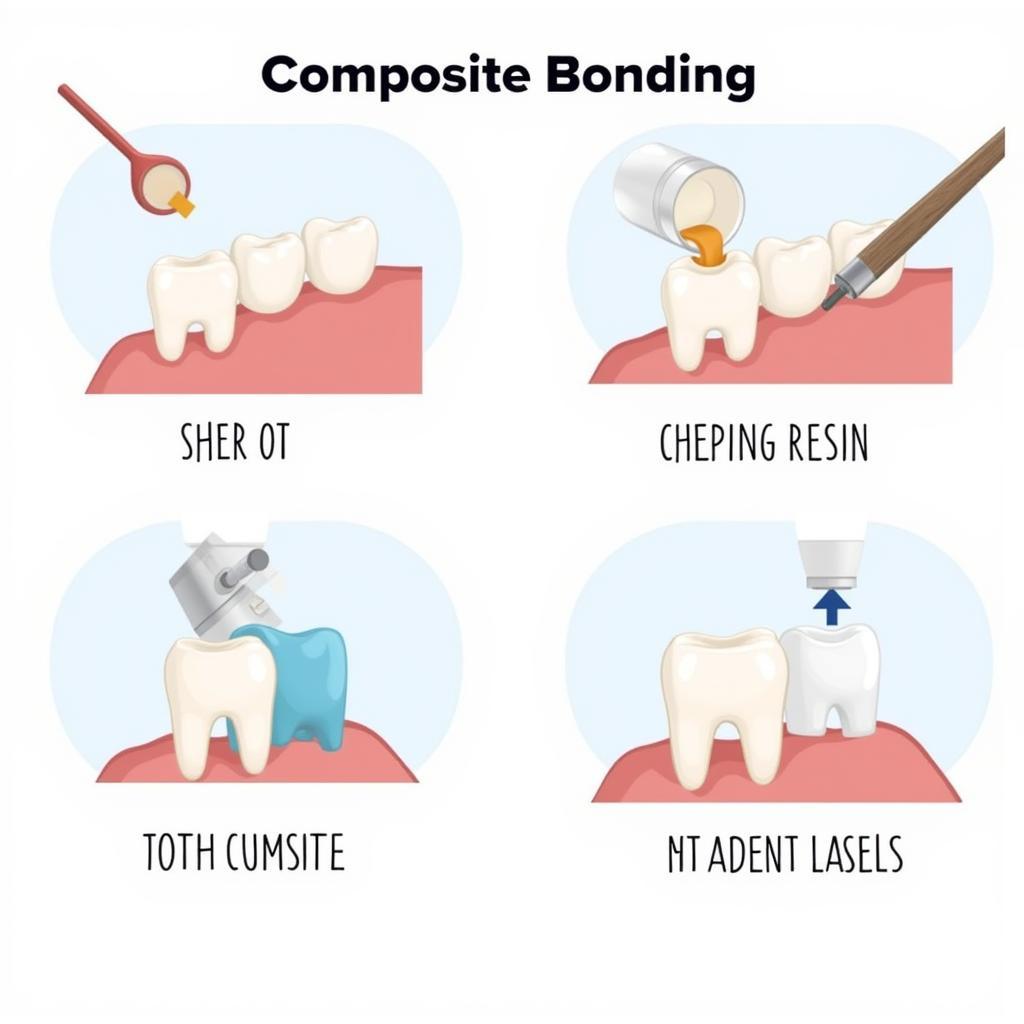 Trám răng composite bonding: Hình ảnh minh họa quy trình trám răng bằng composite bonding.