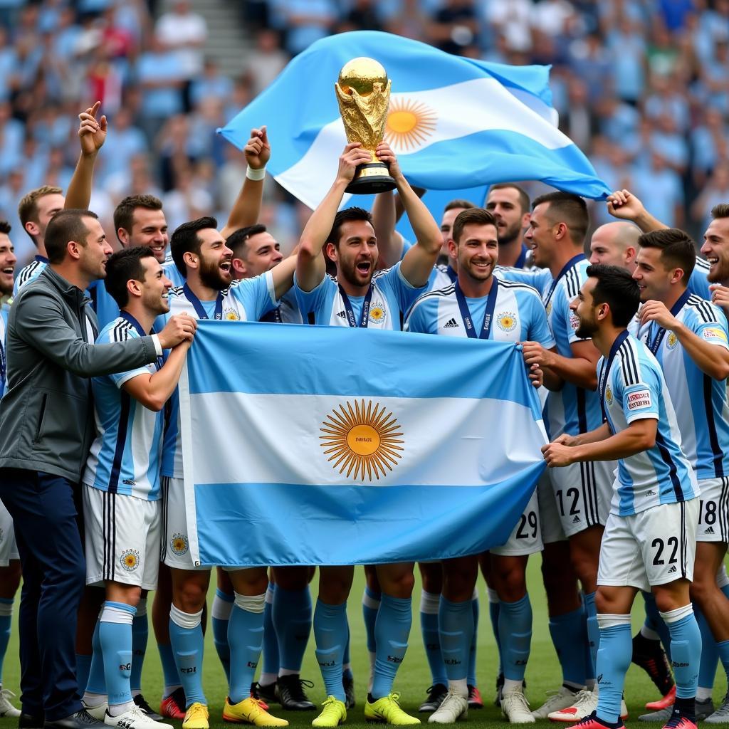 Khoảnh khắc ăn mừng chiến thắng của đội tuyển Argentina tại chung kết World Cup 2022