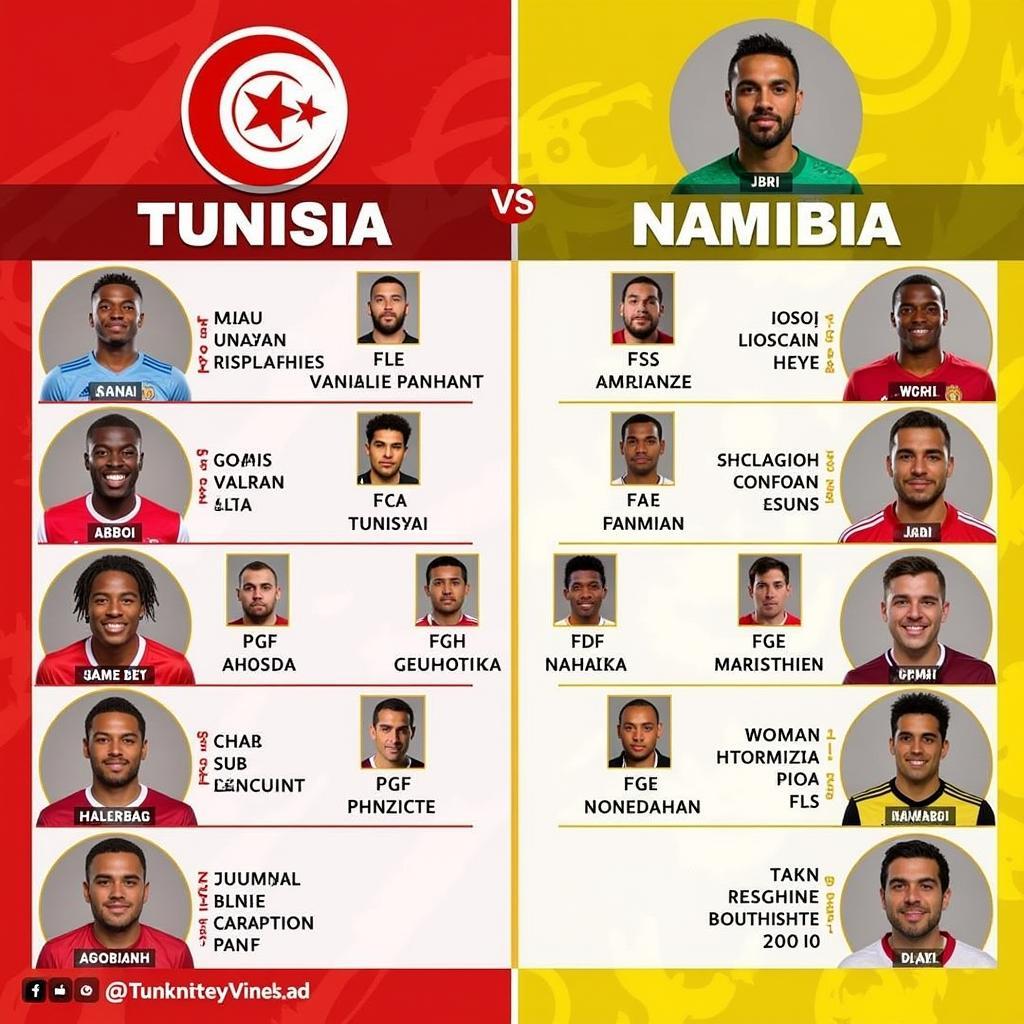 Đội hình hiện tại của Tunisia và Namibia