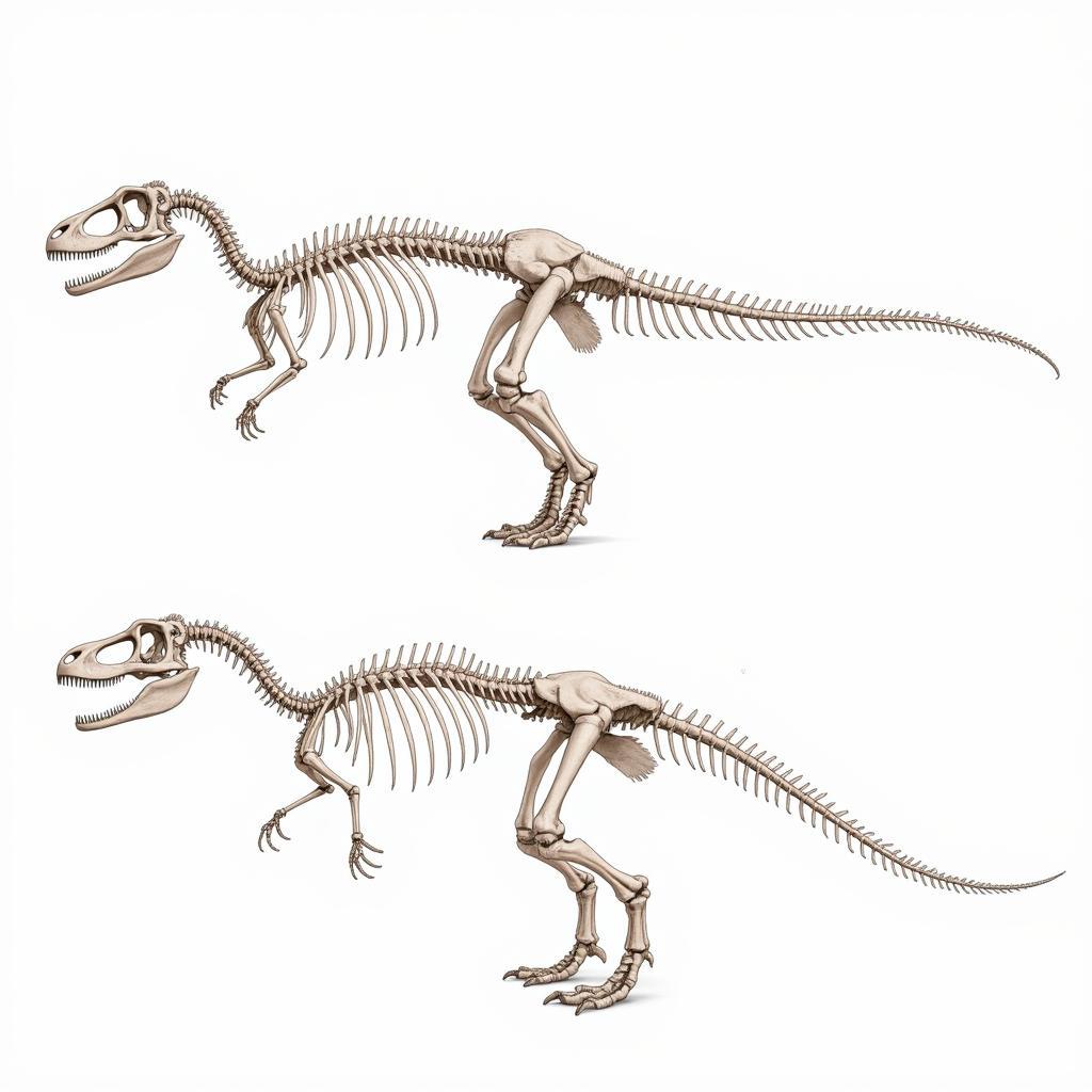 So sánh bộ xương Tyrannosaurus vs Tarbosaurus