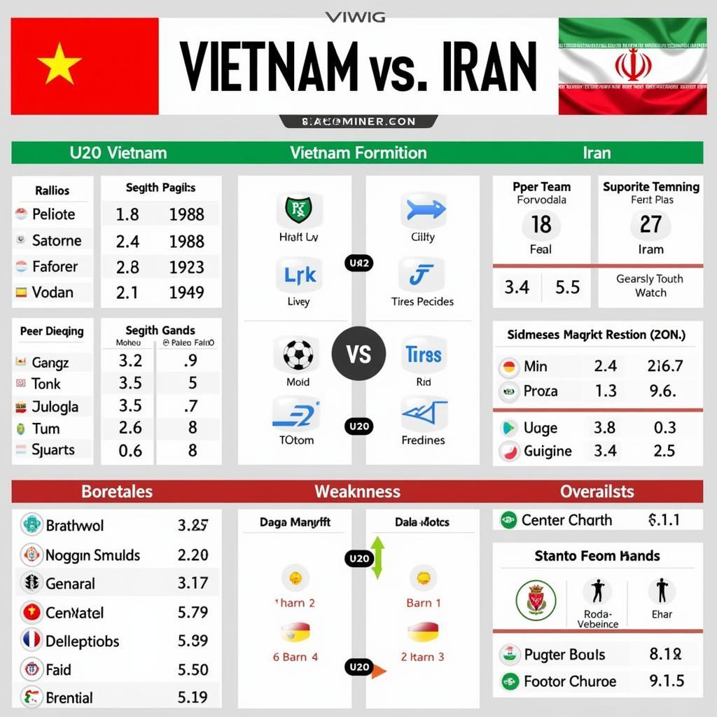 So sánh sức mạnh giữa U20 Việt Nam và U20 Iran