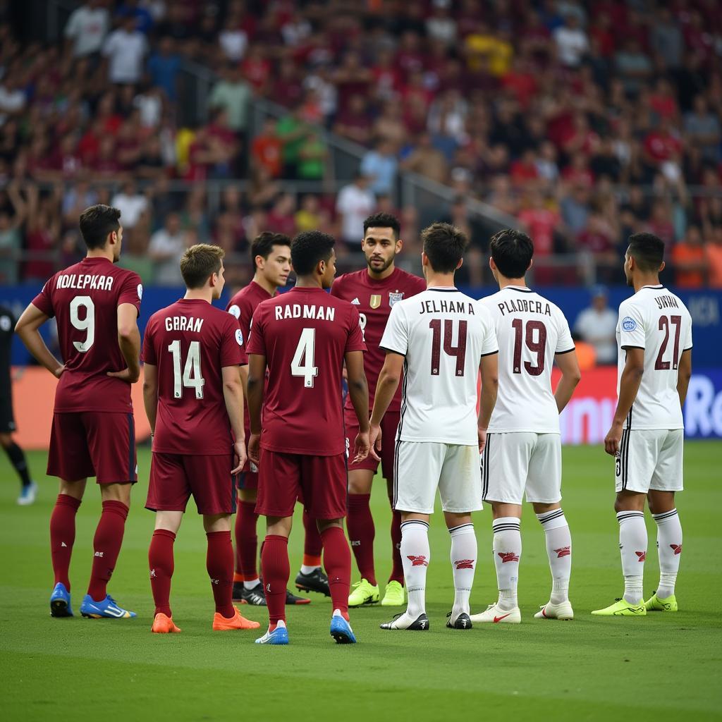 U23 Qatar và U23 Nhật Bản đối đầu