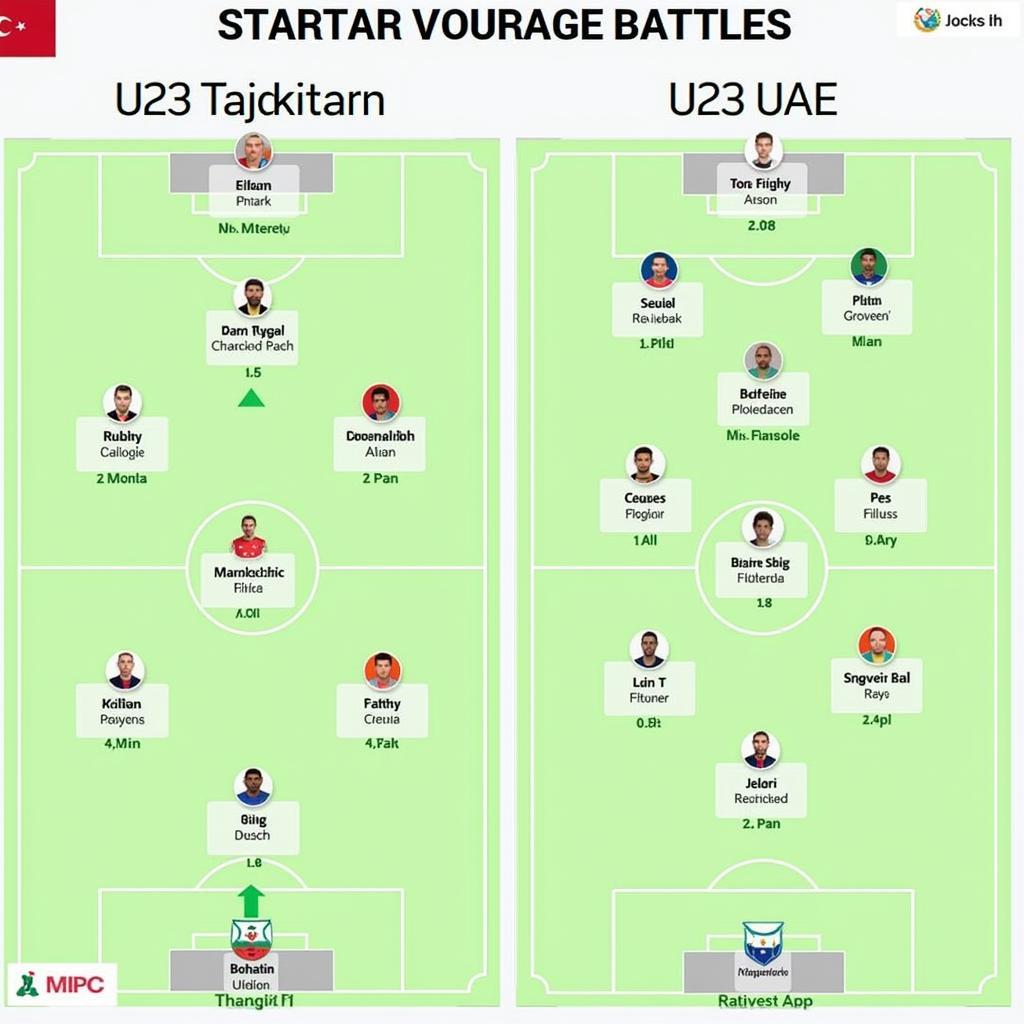 Đội hình ra sân dự kiến U23 Tajikistan vs U23 UAE