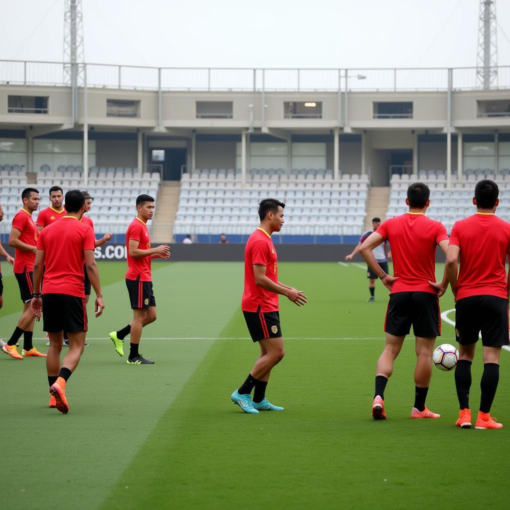 U23 Việt Nam tập luyện chuẩn bị cho trận đấu với U23 Kyrgyzstan tại Doha Cup