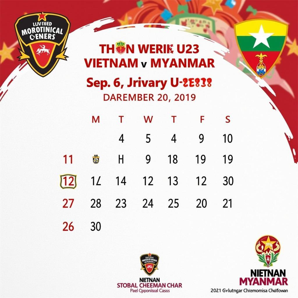 Lịch thi đấu U23 Việt Nam vs Myanmar