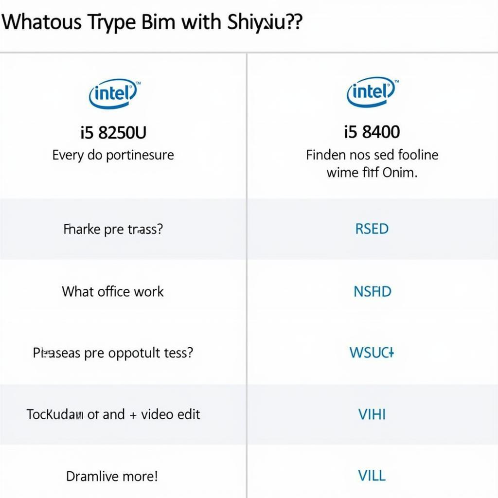 Ứng dụng phù hợp với i5 8250U và i5 8400