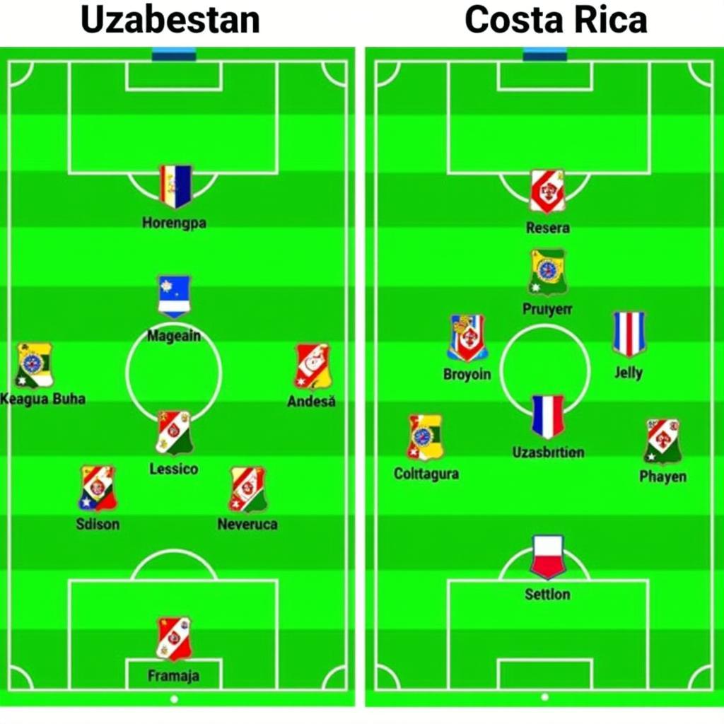 Đội hình Uzbekistan và Costa Rica