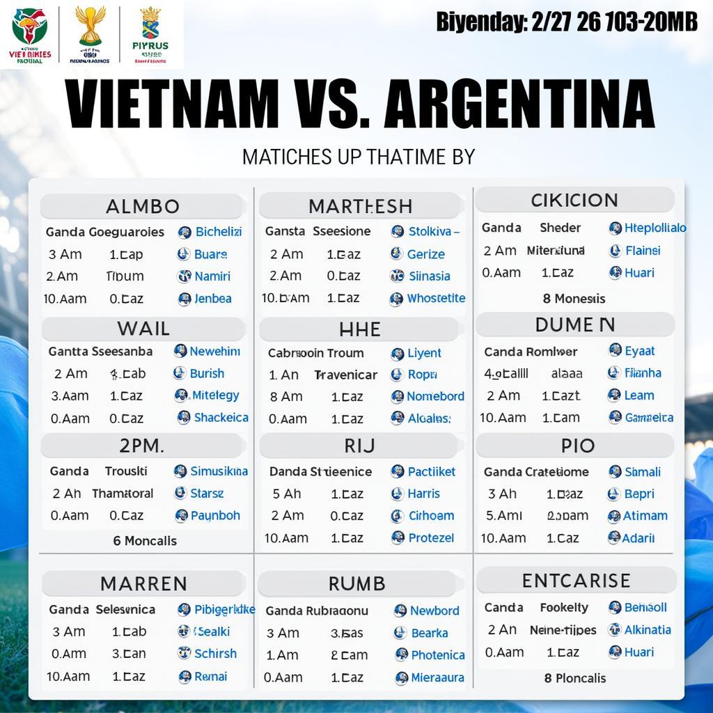 Lịch thi đấu bóng đá VN vs Argentina