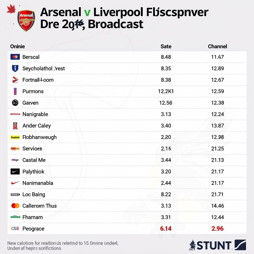 Danh sách kênh phát sóng trực tiếp trận Arsenal vs Liverpool