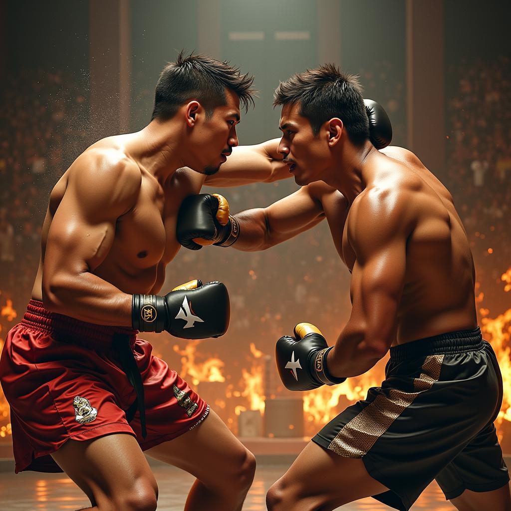 Yi Long và Buakaw trong trận đấu đầu tiên