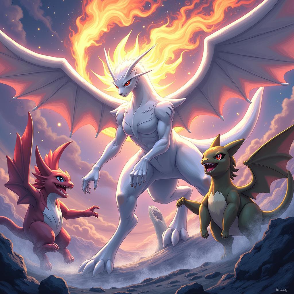 Arceus chiến đấu với các Pokémon huyền thoại khác