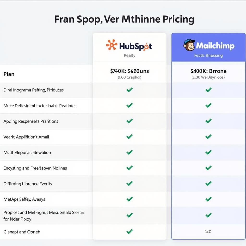 Bảng giá so sánh HubSpot và Mailchimp