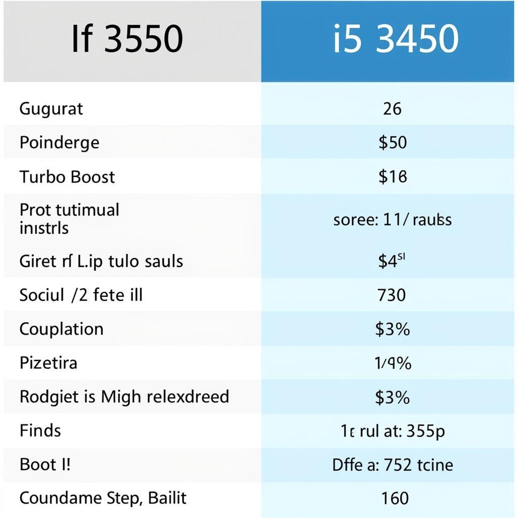 Bảng So Sánh Thông Số Kỹ Thuật i5 3550 và i5 3450