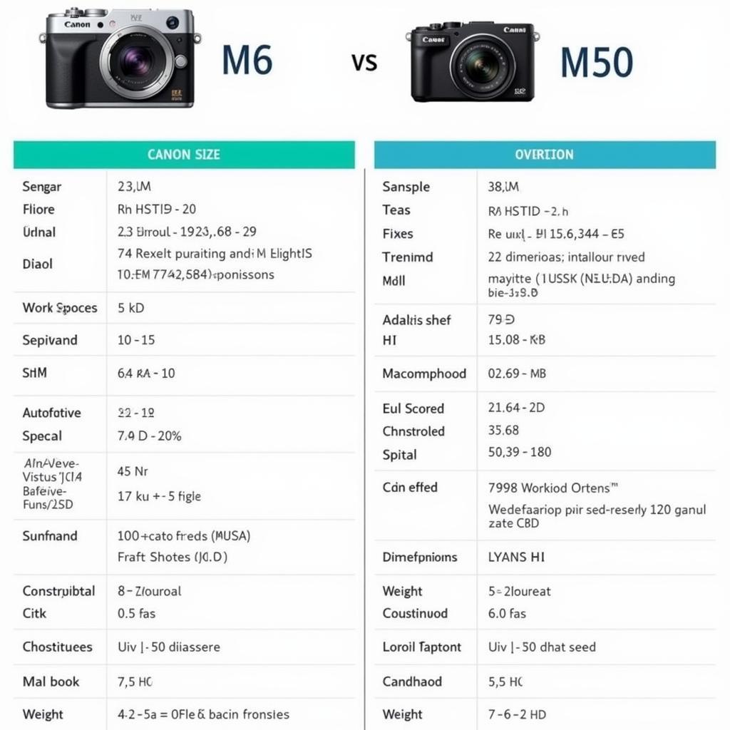 Bảng so sánh chi tiết Canon M6 vs M50