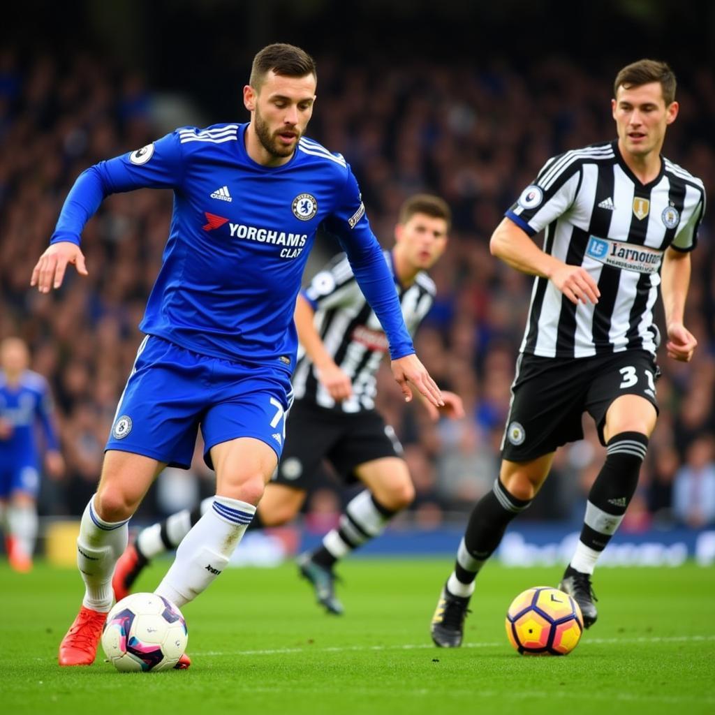 Cầu thủ Chelsea và Newcastle trong trận đấu trực tiếp