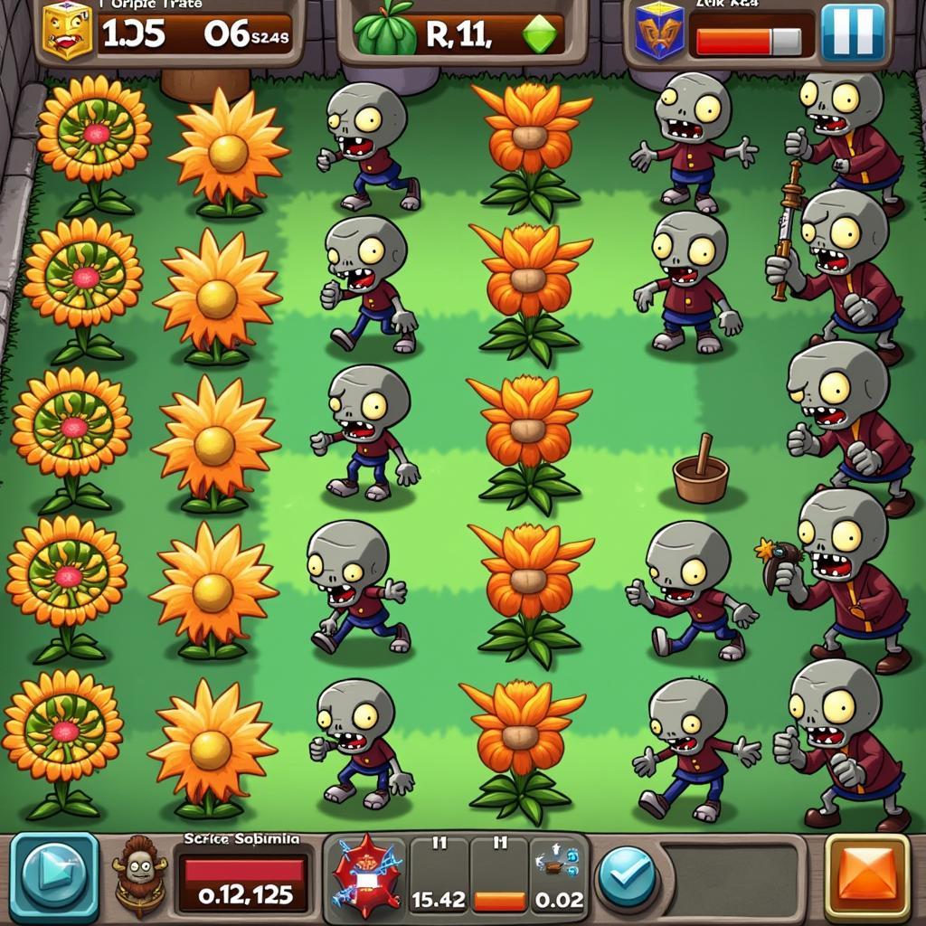 Người chơi sử dụng chiến thuật đặt cây trồng để chống lại các zombie trong Plants vs. Zombies 2