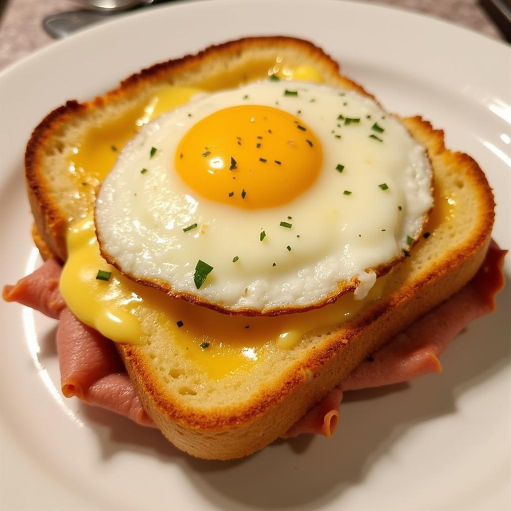 Croque Madame với trứng chiên hấp dẫn