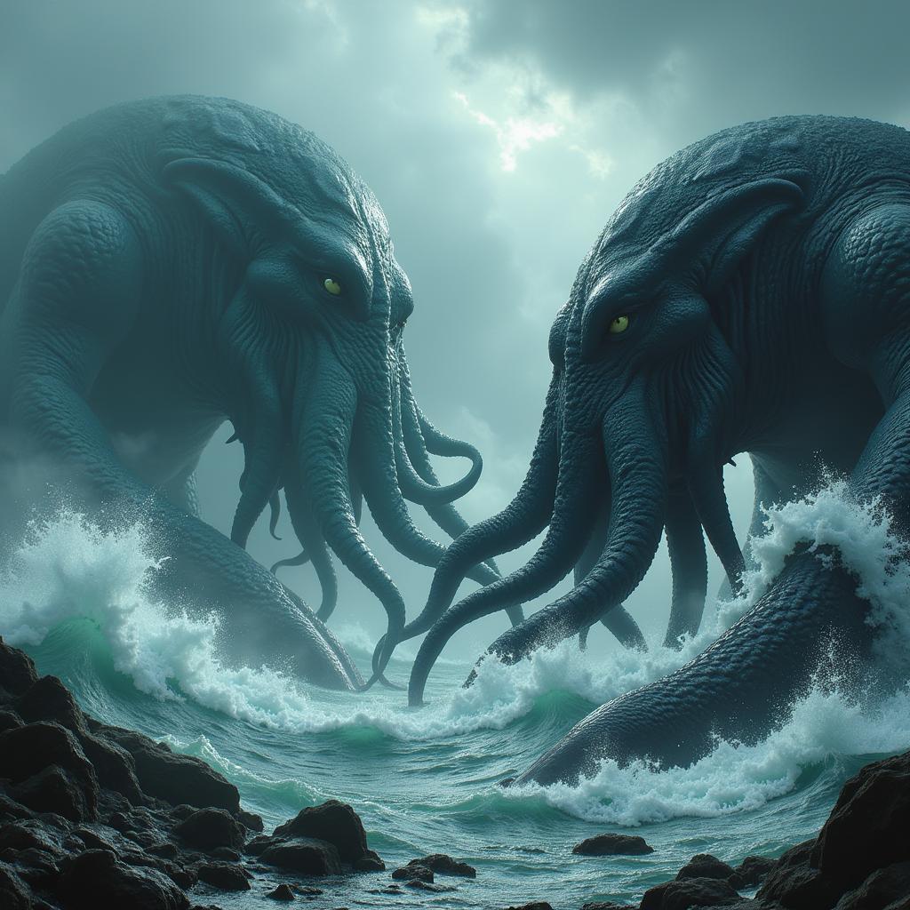 Cthulhu và Kraken đối đầu