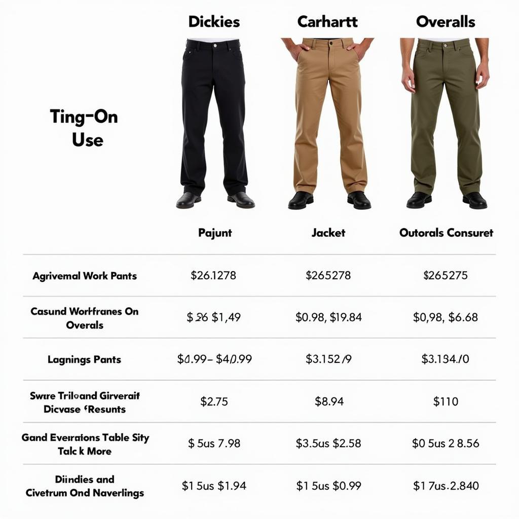 Bảng so sánh giá Dickies và Carhartt