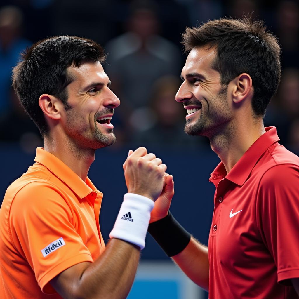 Djokovic và Alcaraz ăn mừng chiến thắng