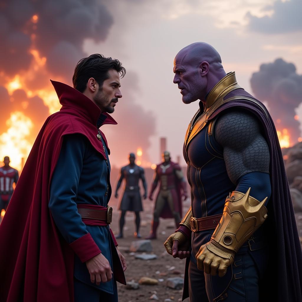 Doctor Strange đối đầu Thanos trong Endgame