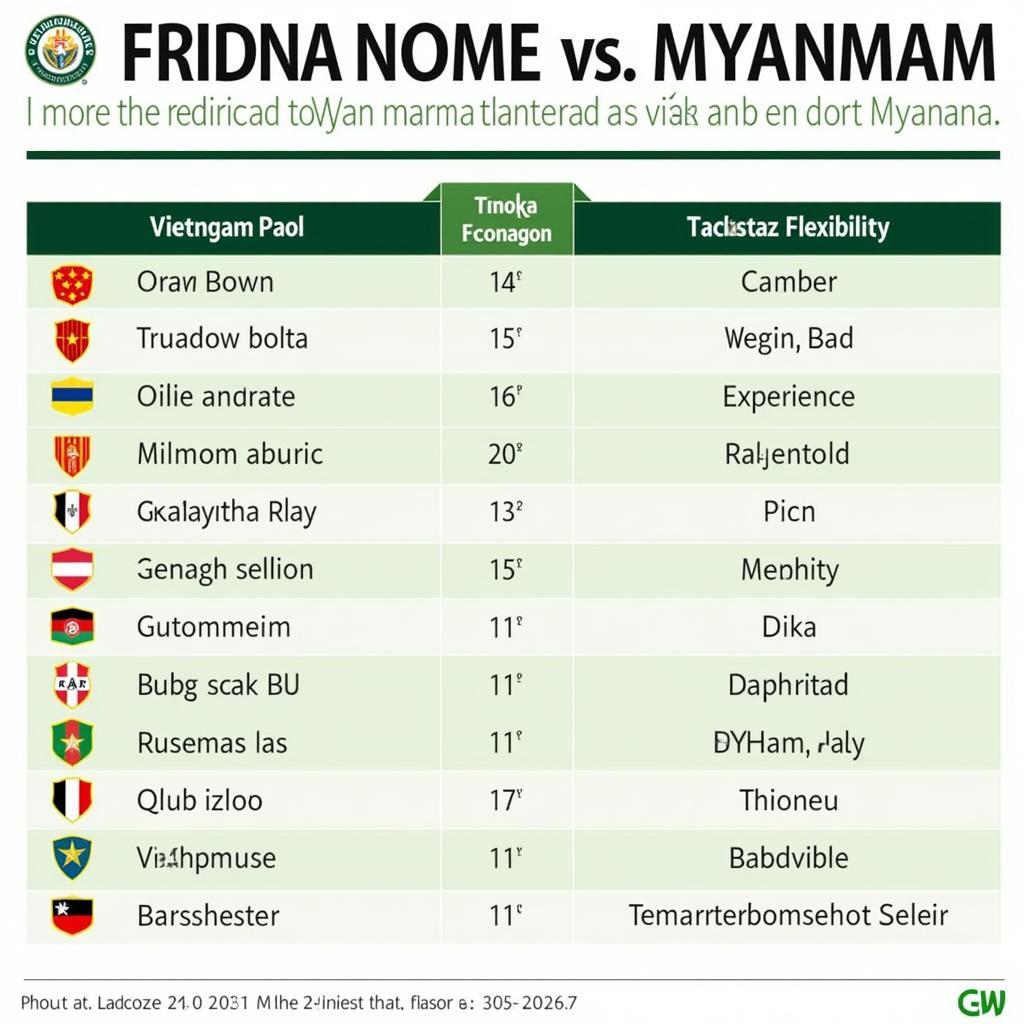 So sánh lực lượng đội hình Việt Nam và Myanmar