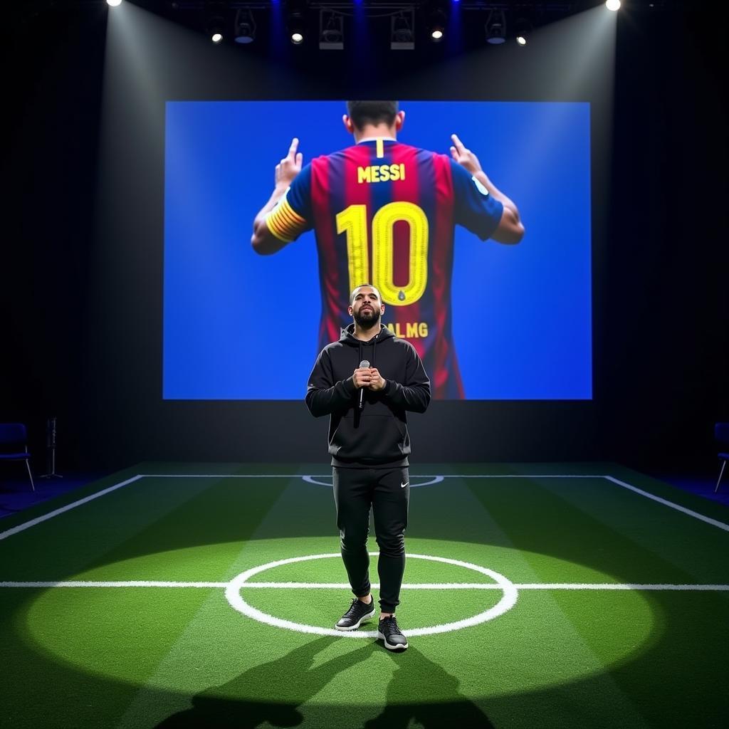 Drake và Messi trên sân khấu bóng đá