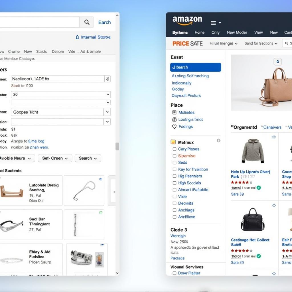 So sánh giao diện Ebay và Amazon