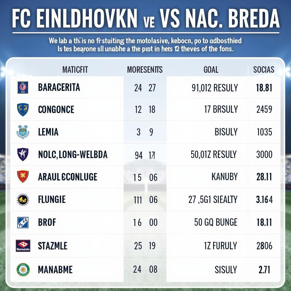 Lịch sử đối đầu giữa FC Eindhoven và NAC Breda