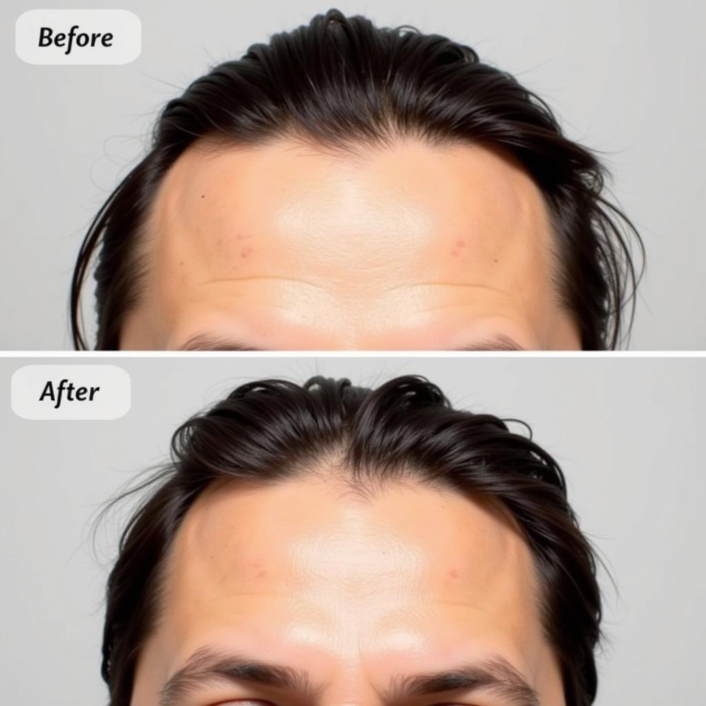 Hình ảnh trước và sau khi thực hiện Hairline Lowering