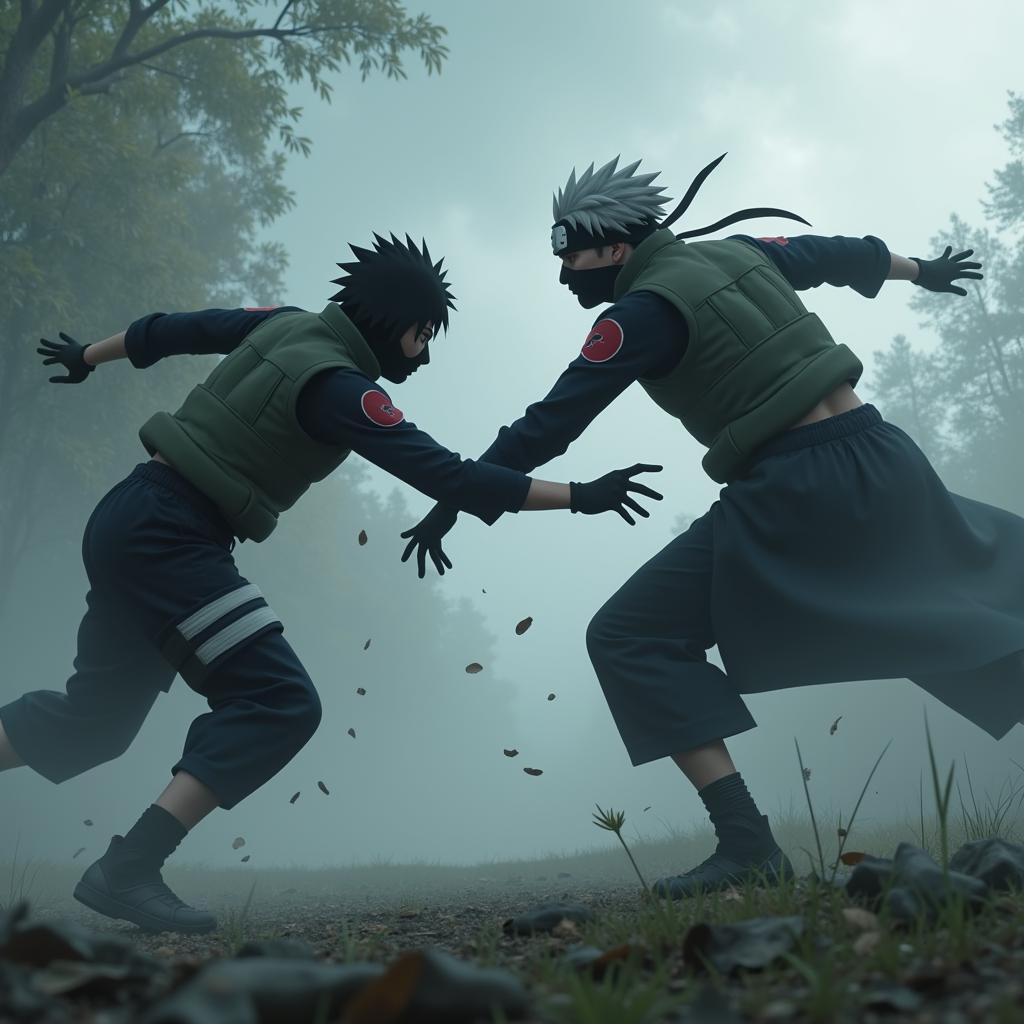 Trận chiến giữa Kakashi và Zabuza trong màn sương mù dày đặc