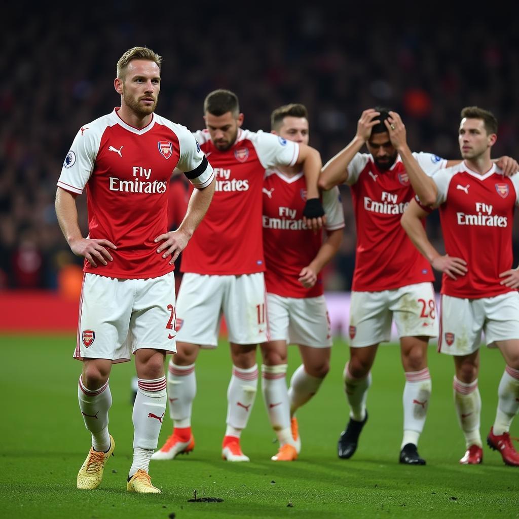 Cầu thủ Arsenal thất vọng sau trận thua MU 8-2