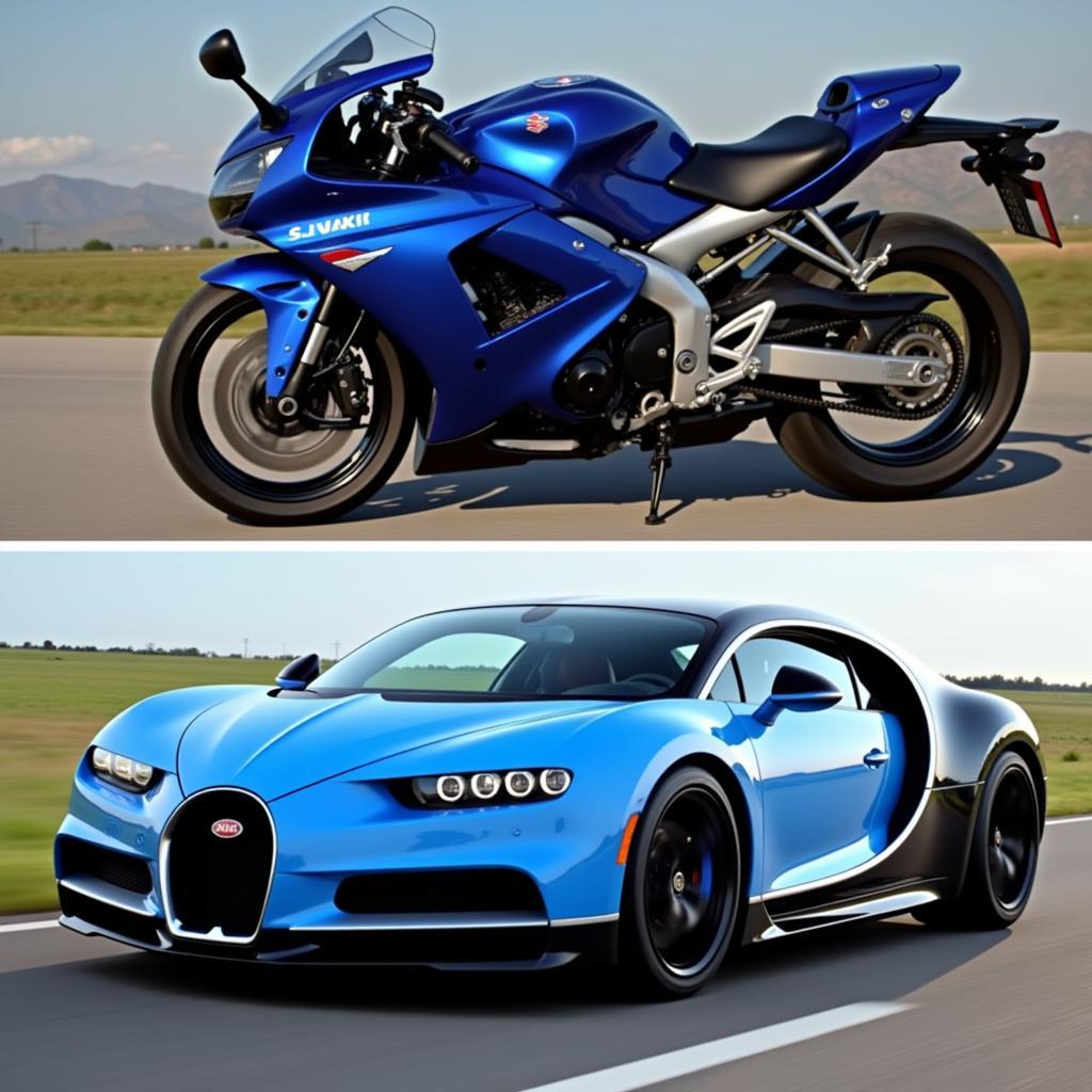 So sánh tốc độ giữa Hayabusa và Bugatti