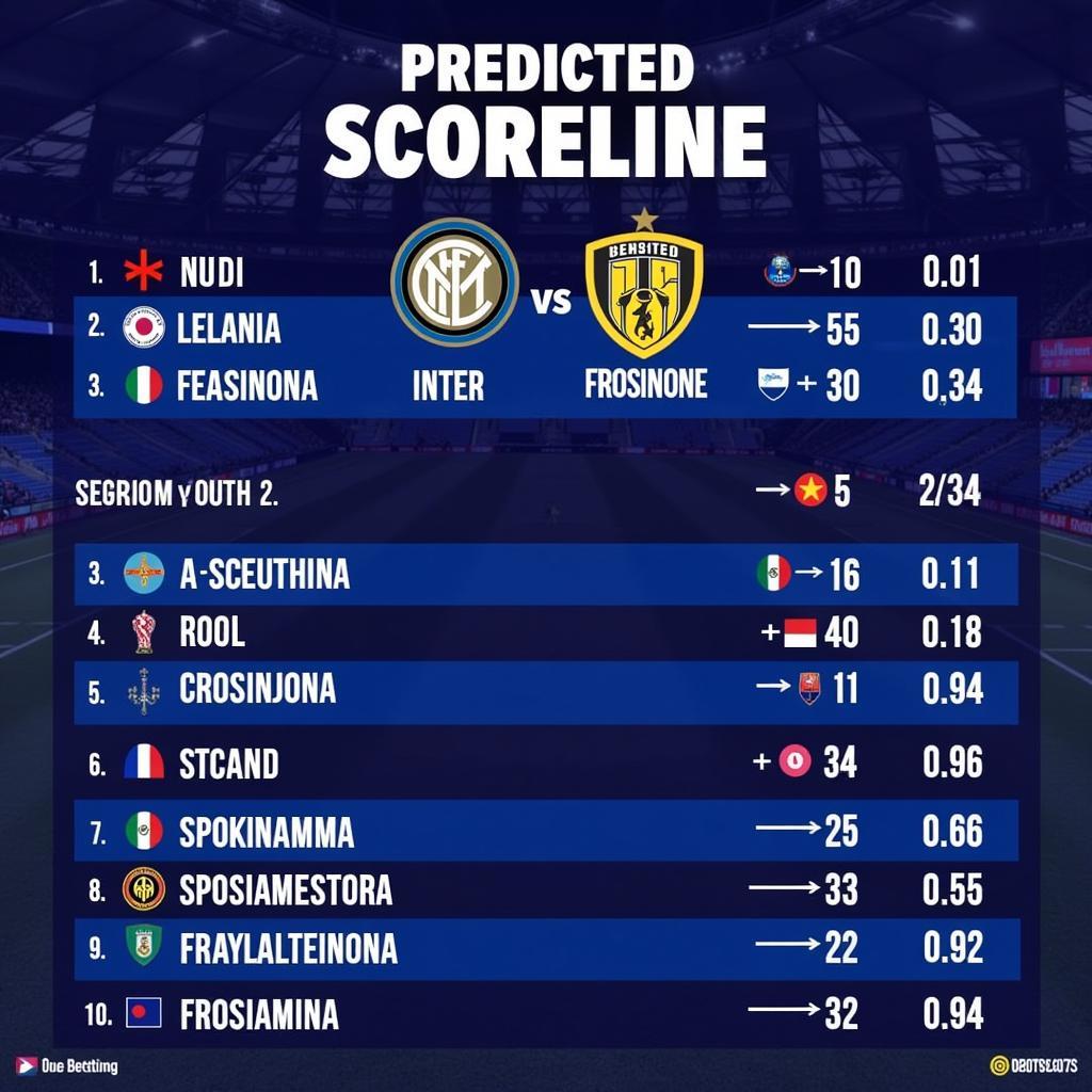 Inter Milan vs Frosinone Prediction Graphic