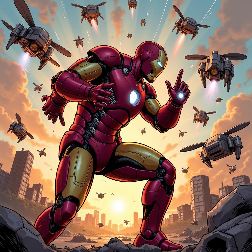 Iron Man tấn công Hammer Drones