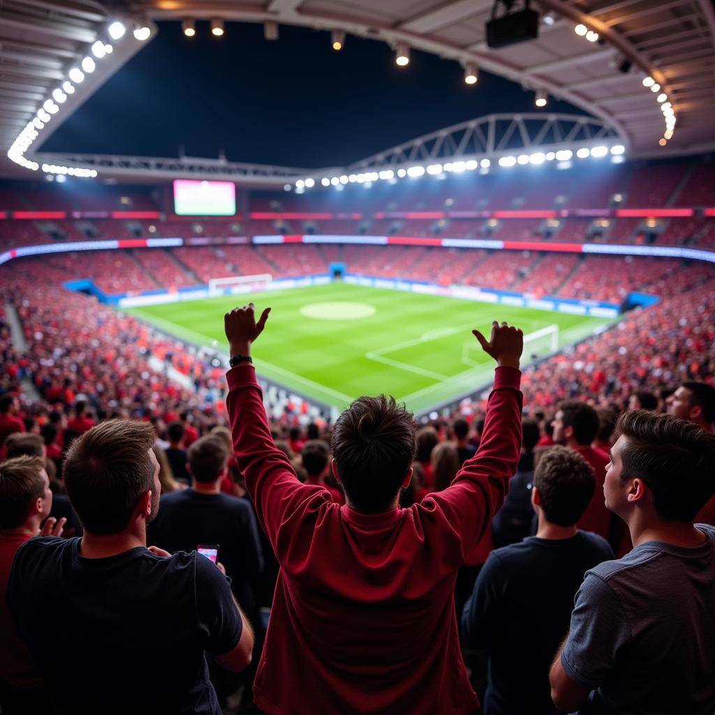 Khán giả cổ vũ PSG vs Quevilly Rouen