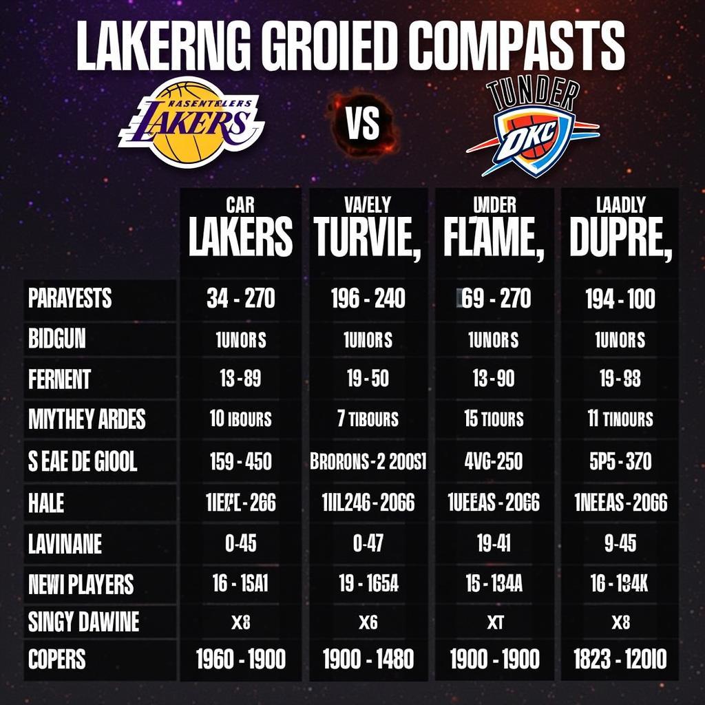 So sánh lực lượng Lakers và Thunder