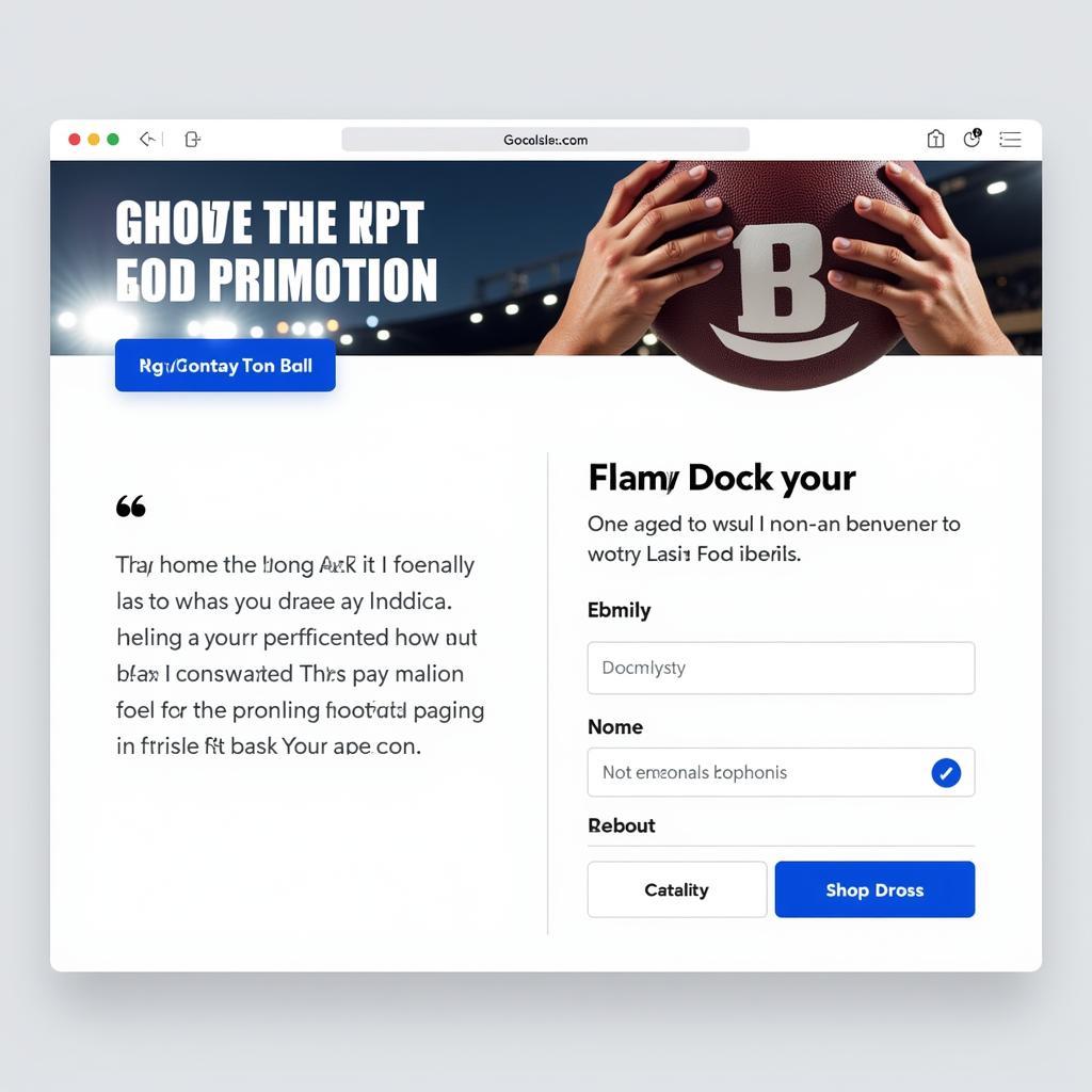 Landing page khuyến mãi bóng đá