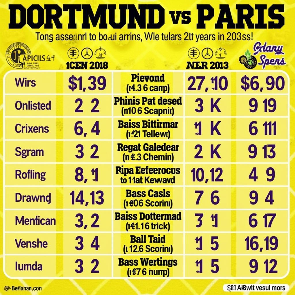 Lịch sử đối đầu giữa Dortmund và Paris