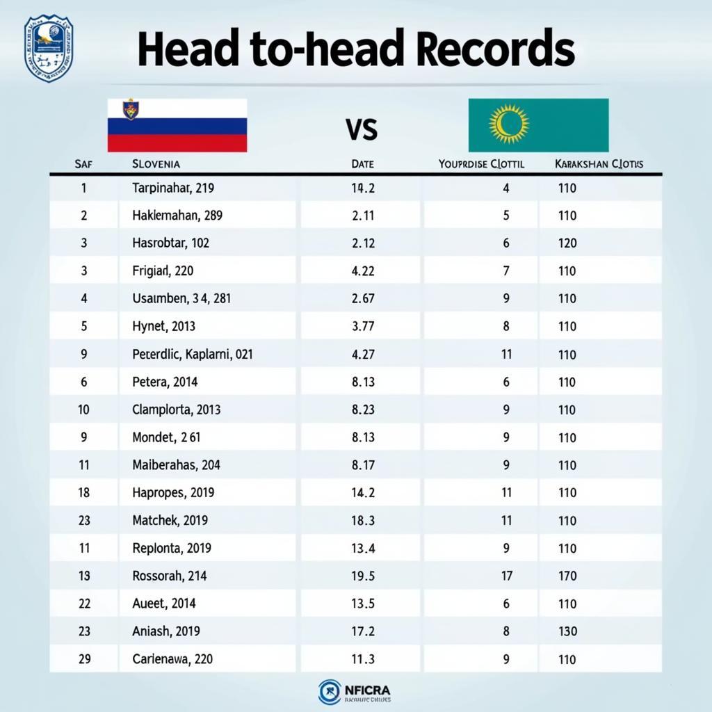 Lịch sử đối đầu Slovenia vs Kazakhstan