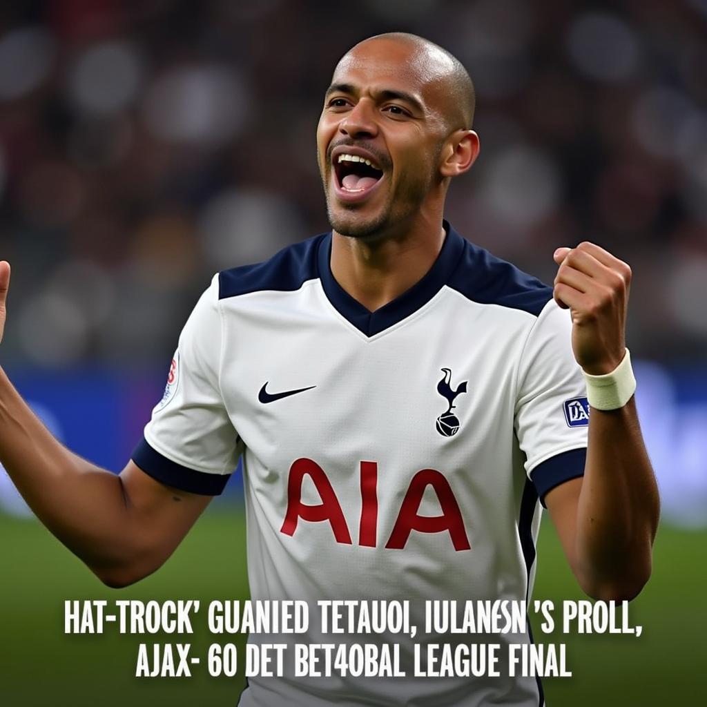 Lucas Moura ăn mừng cú hattrick vào lưới Ajax.